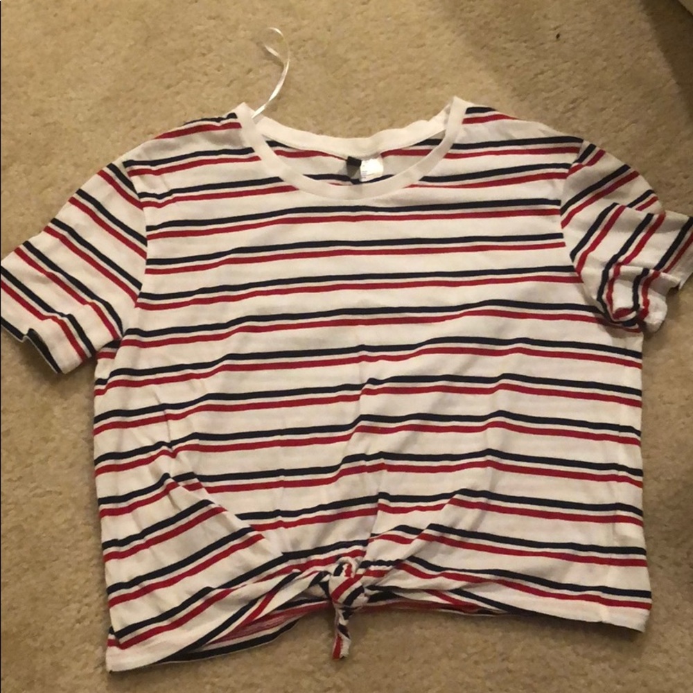 Striped red blue white shirt